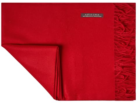 Apikuna® Alpaka Wolldecke aus 100% feinster Baby Alpaka Wolle - 180 x 130 cm in Rot - kuschelig weiche & warme Decke - Sofadecke Alpakadecke Kuscheldecke Alpaka Decke Baby Alpaka Decke