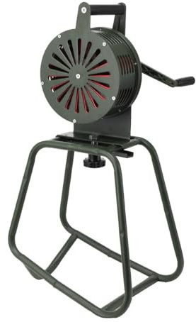 SUDEG 125dB Handsirene Tragbarer Handkurbel Sirenen Aluminiumgehäuse Sirene | Einklappbar Alarmsirene Manuell Betriebenes Sirenen mit Abnehmbare Halterung für Feueralarm den Heim,LK-120 Grün