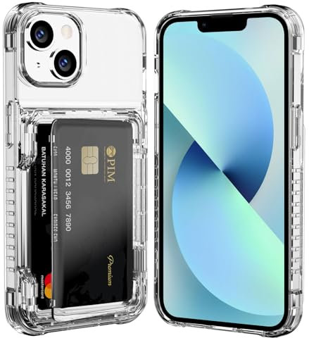 Clear Case for iPhone 13 Wallet Case with Card Holder Flip Cover Shockproof Case Heavy Duty Case for iPhone 13 Back Shell Protective Armor Phone Case Bumper Cover Card Slot Case for Men Women 6.1 inch