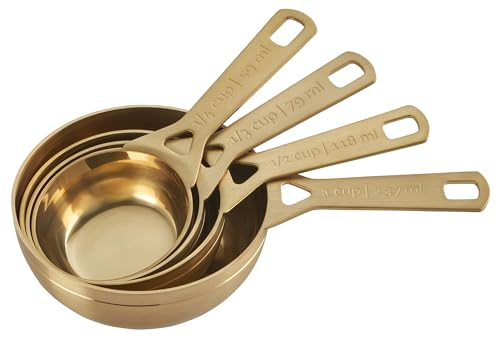 Le Crueset Measuring Cups, Gold, Set of 4 (1,1/2,1/3,1/4 cups)