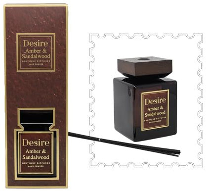 Lesser & Pavey Desire Aroma Amber & Sandalwood 1000ml Reed Diffuser For Home Fragrance | Air Freshener Aromatherapy Diffuser For Stress Relief | Diffusers For Home Gift For Women & Men