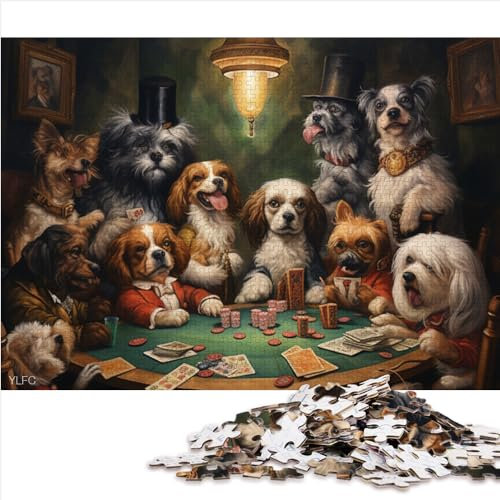 Dogs playing poker Jigsaw Puzzles for Adults Gifts Adults 1000 Piece Jigsaw Puzzle Recycled Cardboard Jigsaw Puzzles for Adults Staycation Kill time (26x38cm)