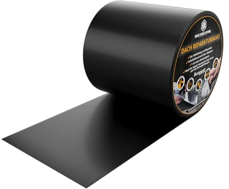 HSS Dach Reparaturband selbstklebend mit MicroSealant Klebstoff – für Dach & Abdichtungen – wasserdichtes Klebeband – Schwarz – 300 mm x 5 m