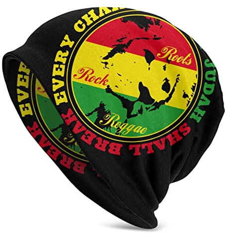 Jamaikanische Rasta Reggae Judah Löwe Beanie Mütze für Herren/Damen, Slouchy Beanie Skull Cap Winter Stretch Acryl Strickmütze, Rasta Lion Roots Roc, One size