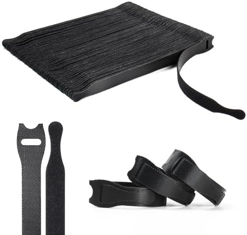 OneLeaf 110PCS Kabelbinder Wiederverschließbar 12× 200MM Kabelmanagement Multifunktional Einstellbar Kabelbinder Geeignet für Zuhause, Büros und Große Rechenzentren