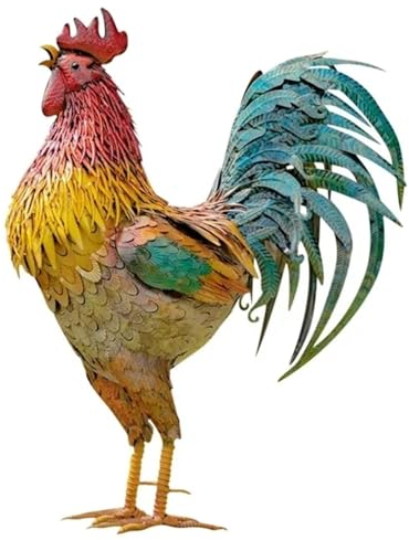 Huhn Gartendeko Garten Stecker Metall Stecker Gartendeko Gartenstecker Huhn Gartenstatuen Huhn Deko Huhn Gartenschilder Garten Dekoration Tier Gartendekorationen Gartenstecker (a-Red, One Size)
