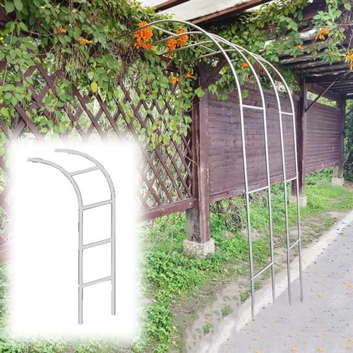 YAVYAV Gartenbogenspalier Aus Edelstahl, Breit 0,7–2,9 M, Halbbogen-Rosenbogen, Rankgitter Kletterhilfe, Für Kletterpflanzen, Mit Sockel, Witterungsbeständig(140 * 240cm(4.6 * 7.9ft))