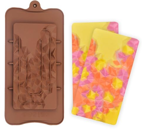 Sadodo Silicone Chocolate Bar Mould,New 6 Cells Rectangle Triangle Diamond Shape,Ice Cube Tray,Non Stick,Candy Cake Decoration,BPA Free Baking Mold (Irregular Geometric Shape)