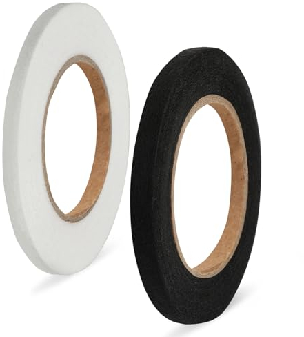 NQEUEPN 2 Rollen 114m Saumband zum Aufbügeln, Kein Nähen Saumbänder Stofffixierband Selbstklebendes Saumband zum Säumen Kaputter Hosen Jeans Röcke Kleidung (Schwarz, Weiß)