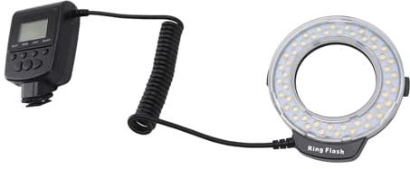 Flash Annulaire Macro LED, écran LCD, 48 LED, 4 Modes, 7 Niveaux de luminosité, 9 Anneaux Adaptateurs, Diffuseurs Bleus et Orange, pour Appareils Photo Numériques