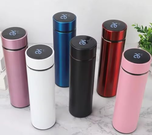 Botella inteligente de acero inoxidable con pantalla táctil LCD, aislada, para bebidas calientes y frías, con capacidad para 450 ml. Válida para café y té. (ROJO)