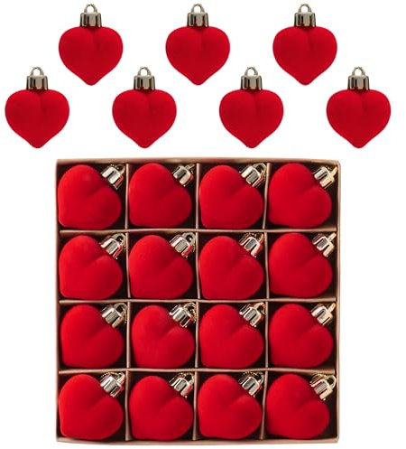 Valery Madelyn 16pcs Valentines Day Tree Decorations (16, Red Velvet)