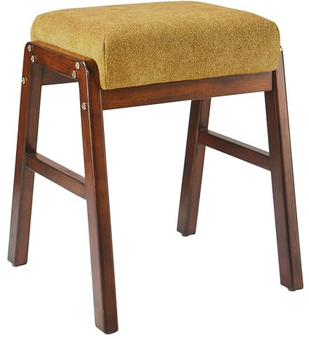 PADMA HOUSE 45cm kosmetischer Hocker, Stackable Backless Stool Stuhl, Klavierhocker Klavierbank Gepolsterter Hocker, Fußhocker Fußstütze (Halbwolle, Ingwer)