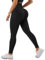 RXRXCOCO Invisible Scrunch Butt Sport Leggings Damen Lang Blickdicht Push Up Sporthose High Waist Gym Laufhose Schwarz M