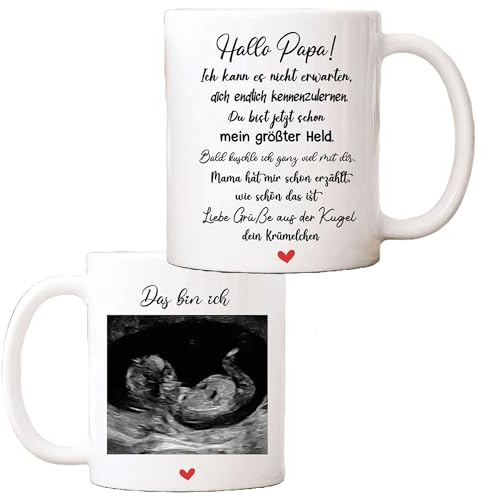 Sprinkle & Style HANDMADE BOUTIQUE Schwangerschaft Tasse personalisiert | Schwangerschaftsverkündung | mit Ultraschallbild Perfekt für die Verkündung der Schwangerschaft | Hochwertige Keramiktasse