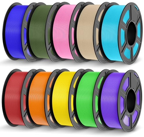 JAYO PLA Filament 1.75mm 1.1kg*10 Mehrfarbiger Anzug, Nackte Wunde 3D Drucker Filament, Maßgenauigkeit +/- 0.02mm, für die meisten FDM 3D-Drucker