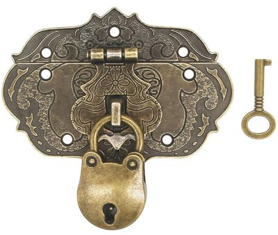 BARRU 2 Pcs Vintage Cierres Antiguos- diseño de Hierro de Bronce, Accesorios para Cortinas, cerraduras en cofres,para joyero, Caja de Madera, Caja de Vino, Caja de Herramientas