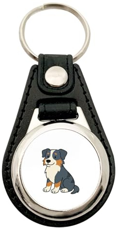 Huuraa Schlüsselanhänger Australian Shepherd Aussie Comic Geschenk | Einkaufswagenchip Geschenkidee Motiv Anhänger für Frauen und Männer