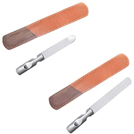 2 Edelstahl Nagelfeile für Maniküre und Pediküre mit Ledertasche