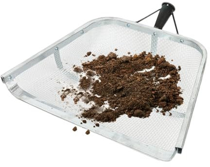 Raypontia Stainless Steel Garden Floor Sieve, Sand Sieve Shovel, Floor Sieve, Earth Sieve, Efficient Sieve, Sand Sieve, Large Garden Metal Shovel, Garden Sieve Soil, Robust Harvest Sieve, Farm Shovel