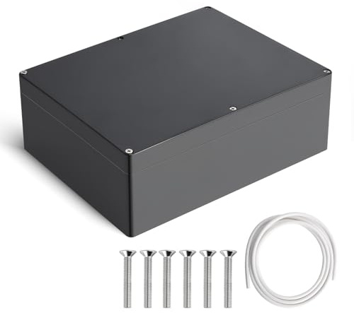 Project Box Therlan IP65 Waterproof Electronics Box DIY ABS Junction Box Universal Plastic Project Enclosure For Indoor Outdoor (Black, 290 * 210 * 100mm)