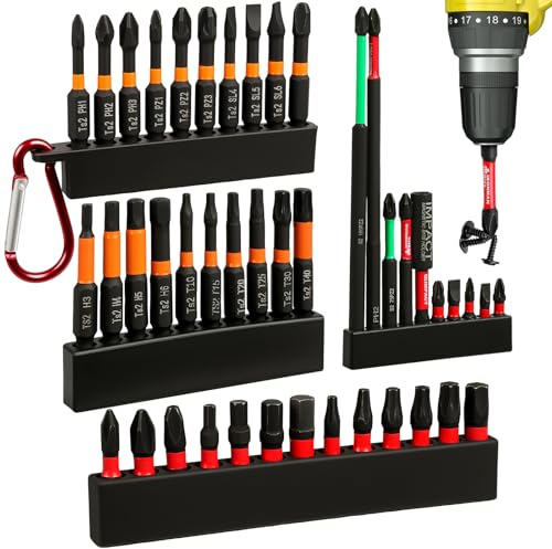 43-Piece Impact Resistant Screwdriver Bit Set, S2 Alloy Steel Magnetic Screwdriver Bits Set with Storage Box, Multi Hex Shank Bit Set for Cordless Screwdrivers