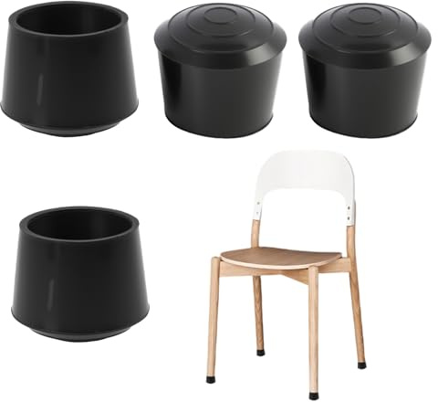 4 Pcs Leg Caps Tips, 25mm 1 Inch Anti Slip Rubber Furniture Table Feet Cover, Reduce Noise Prevent Scratches, Floor Protectors for Tables and Chairs, Durable Feet Covers for Indoor and Outdoor Black