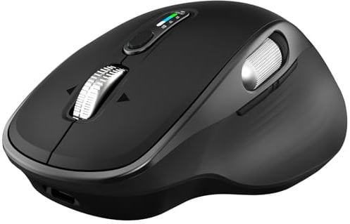 Bnnwa Rechargeable Wireless Mouse,2.4G USB & 2 Bluetooth Multi-Device Mouse | 8 Programmable Buttons, Ergonomic Silent Click with Thumb Scroll,5 Level 4800DPI for Computer, Laptop, MacBook, iPad