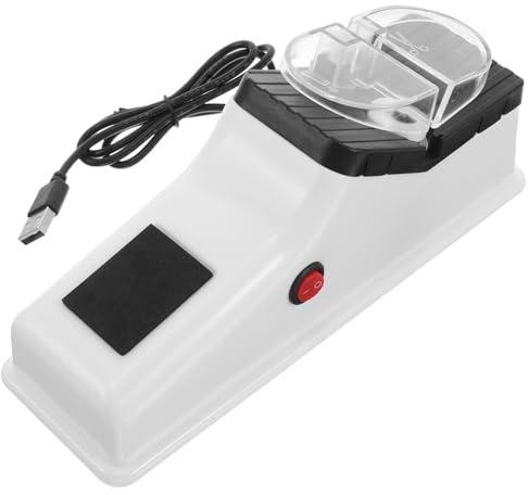 DIYEAH Affûteur de Couteaux Électrique Portable en Plastique avec Affûtage Rapide pour Couteaux Cuisine et Usage Extérieur, Outil Multifonctionnel Cuisine Pratique
