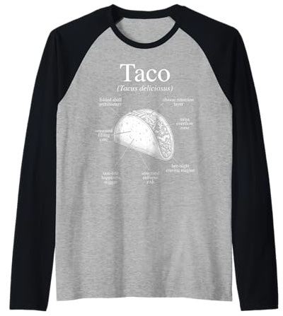 Anatomía De Un Diagrama De Alimentos Divertidos De Tacos Camiseta Manga Raglan