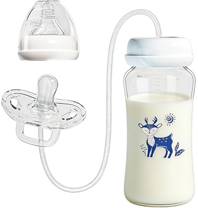 Biberon A Mani Libere, Con Design A Tenuta Stagna, 240 Ml, Biberon Autoalimentato, Bibron Con Ciuccio Anti Coliche, Presa Sicura, Per Ragazze E Ragazzi