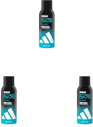 Adidas Ice Dive Anti-Perspirant Deodorant Body Spray, Cool & Aquatic Scent, 48 Hour Last, Vegan Formula, 150ml (Pack of 3)