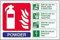 vsafety 11017 AL-S señal de extintor, ID de polvo, autoadhesivo, paisaje, 150 mm x 100 mm, azul/verde/rojo