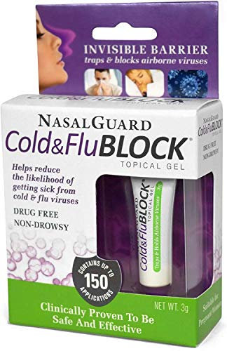 NasalGuard Cold&FluBLOCK Gel for Protection from Cold and Flu and Blocking Virus-Sized Particles (Menthol) - Drug-Free and Proven Safe - Over 150 Applications Per Tube (0.1 oz, Pack of 1)