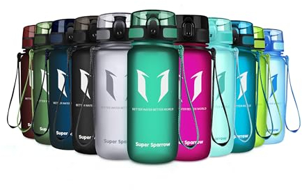 Super Sparrow Sports Water Bottle - 350ml - Non-Toxic BPA Free & Eco-Friendly Tritan Co-Polyester Plastic - For Running, Gym, Yoga, Outdoors and Camping