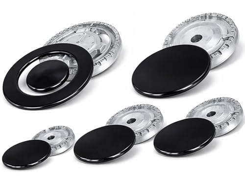 NAMAI - Set di 5 Piattelli Per Fornelli a Gas + 5 Bruciatori Fornelli a Gas, Compatibili con Ariston, Nardi, Whirpool, Ricambi Cucina a Gas, Facili da Installare (5 Piatt. + 5 Bruc.)
