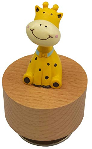 falado Mini Wooden Animal Rotary Music Box with Cute Giraffe Ornament (You Are My Sunshine.)