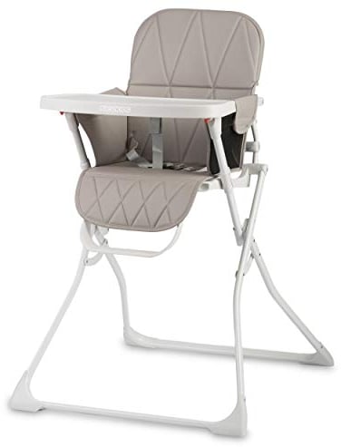 Ricokids Nuco Kinder Hochstuhl - Kindersitz mit Abnehmnbarem Tablett - Fußstütze - Sicherheitsgurt Zusammenklappbar - Leicht und Platzsparend - Mitwachsender - (Weiß-Grau)