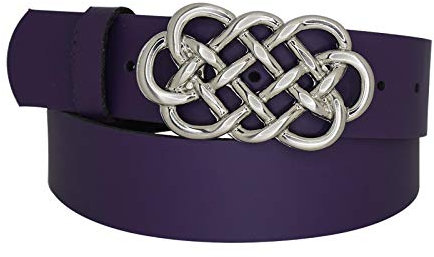 DayneQ 4cm Breit Echt Leder Guertel Satiniert Nickel - 23748-40-NIK - Dunkel-Lila Bundweite 80cm