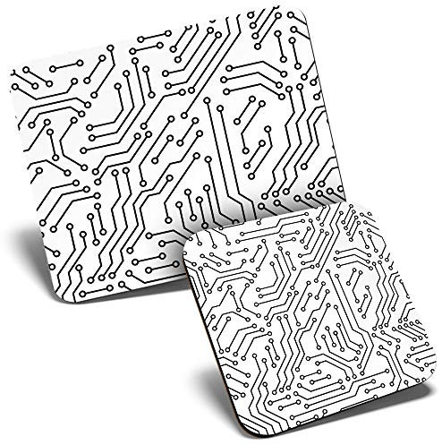 Mouse Mat & Coaster Set - Electrical Circuit Board Tech Geek 23.5 x 19.6 cm & 9 x 9 cm for Computer & Laptop, Office, Gift, Non-slip Base #24060
