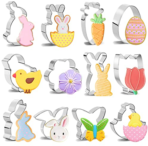Daliyer Ausstechformen Ostern, 12 Stück Ostern Basteln Kinder - Osterhasen Ausstecher Set, Ausstecher Ostern für Ostern Deko & Ostergeschenke Kinder, Osterplätzchen Hase, Ei, Karotte, Küken, Blume