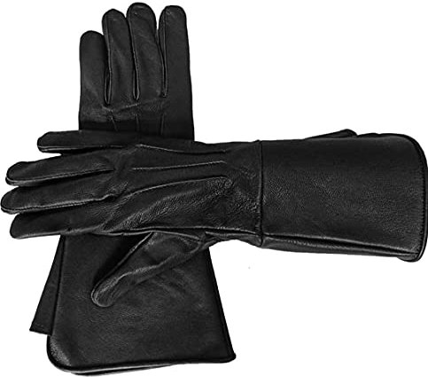 Men's Leather Long Cuff Winter Warm gloves winter, thermal insulation,womens comfy winter new black red medieval renaissance outdoor, different sizes,windproof (black, large)