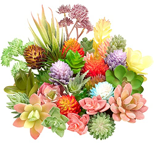 Jutom Lot de 32 Mini Plantes succulentes artificielles sans Pot - Plantes succulentes artificielles colorées - Petits Cactus pour Jardin, Cuisine, décoration d'intérieur (Style Classique)