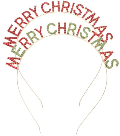 Luxshiny Merry Christmas Haarreif Weihnachten Haarschmuck 2 Stücke Christmas Haarreifen Neues Jahr Stirnband Party Krone Fotorequisiten Xmas Silvester Party Kinder Damen Gastgeschenk