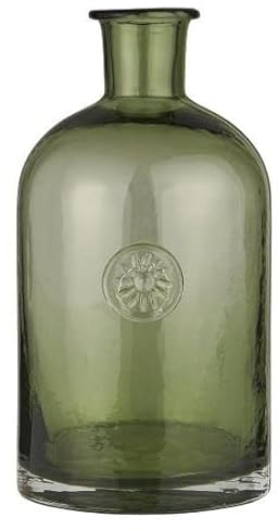 Ib Laursen Botella de cristal verde de la farmacia con el emblema de la flor 1.5L