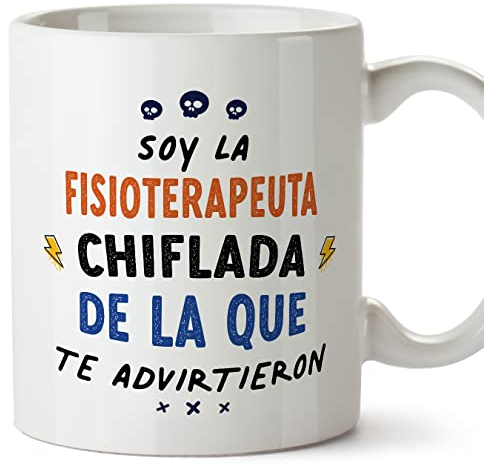 MUGFFINS Tazas para FISIOTERAPEUTA mujer - En Español - Todos te advirtieron - 11 oz / 330 ml - Regalo original y divertido