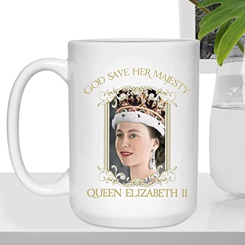 Mug Queen Elizabeth II | Tasse à Noël en céramique la reine l'Angleterre | Décorations commémoratives la reine commémorative, décorations britanniques