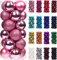 Treer 24 Stück Weihnachtskugeln Kunststoff Christbaumkugeln Set, Bruchsicher Mehrweg Christbaumschmuck zum Aufhängen, Matt Glänzend Glitzernd Weihnachtsbaum Kugeln Weihnachtsdeko (3cm,rosa)
