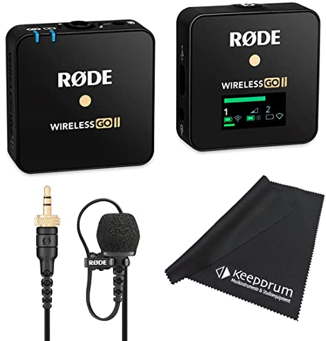 Rode Wireless GO II Single Microphone Wireless System + Lavalier II Lapel Microphone + Keepdrum Microfibre Cloth