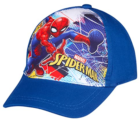 Spiderman Baseball Cap, Kappe Schirmmütze für Kinder Jungen Cappy mit Klettverschluss verstellbar (Blau 54)